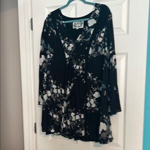 Johnny Was Black Floral Midi Dress